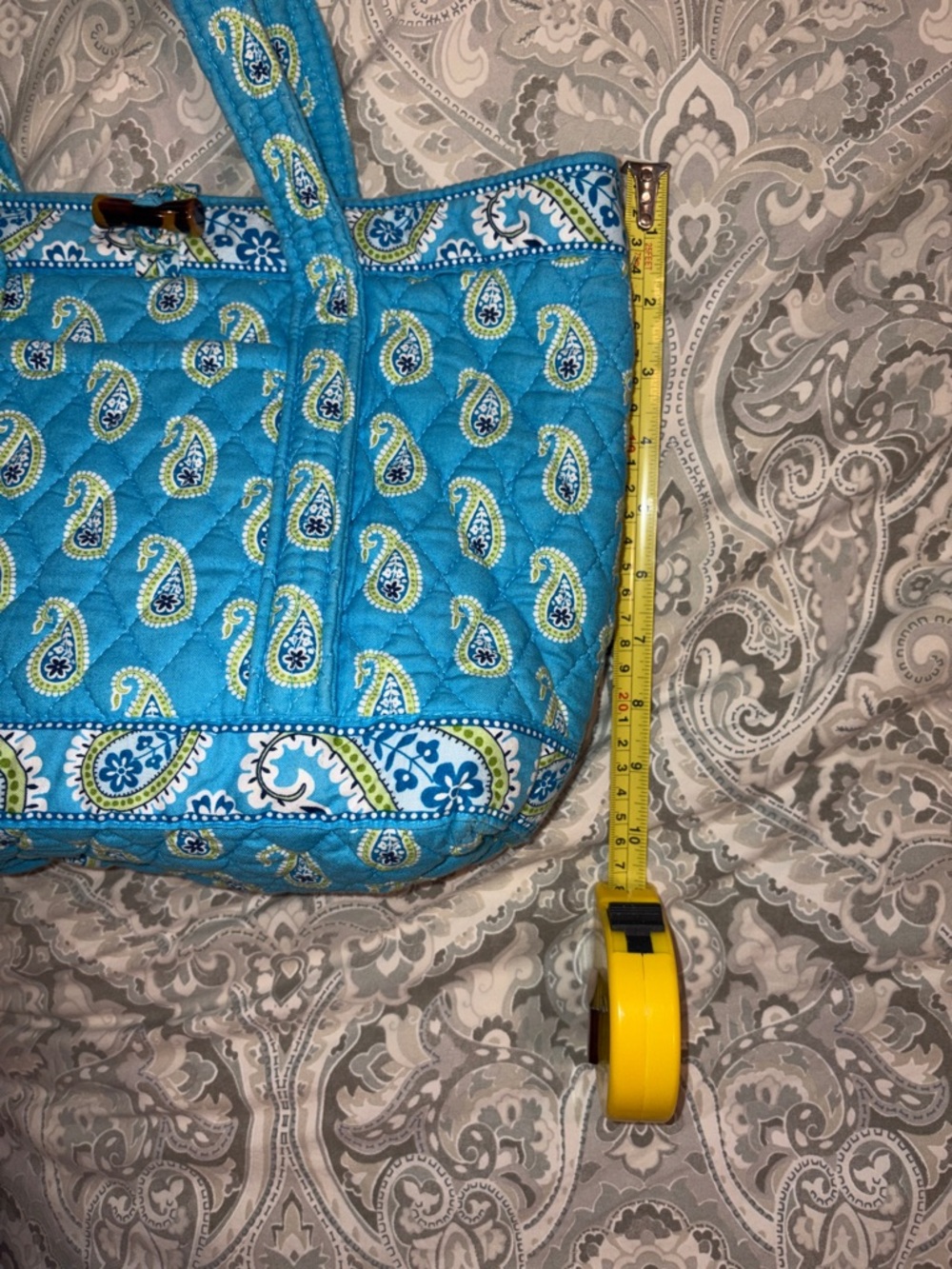 Retired Vera Bradley Bermuda Blue Quilted Tote Bag with Matching ID Holder - Picture 7 of 8